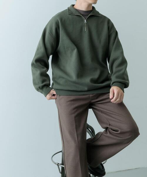 ITEMS URBANRESEARCH（アイテムズ アーバンリサーチ）の「『洗濯可/毛玉防止』高機能 ミラノリブハーフZIP ニットプルオーバー（ニット/セーター・メンズ・ベージュ/ブラック/カーキ・MEDIUM/LARGE）」の21枚目の写真