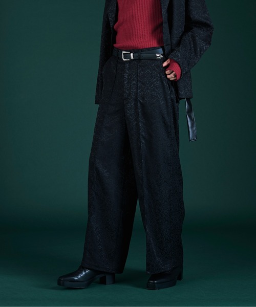 &エルシー　　ジャガードパンツ センターシームジャガードストレートパンツ/SETUP対応（その他パンツ