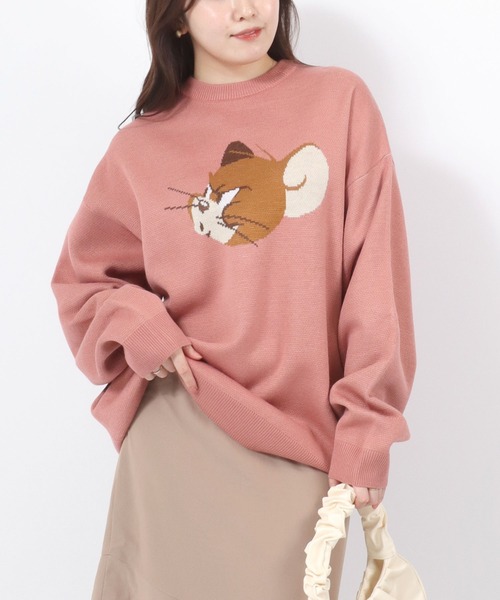 Tom&Jerry(トムアンドジェリー)の「WARNER TOM&FERRY(トムとジェリー)キャラクタージャガード編みニットセータープルオーバー レディース(ニット/セーター・レディース・ライトベージュ/ブルー/ベージュ/ピンク/グリーン/ワイン/ブラック/マスタード・M/L)」の7枚目の写真