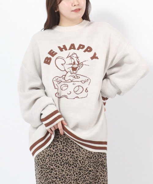 Tom&Jerry(トムアンドジェリー)の「WARNER TOM&FERRY(トムとジェリー)キャラクタージャガード編みニットセータープルオーバー レディース(ニット/セーター・レディース・ライトベージュ/ブルー/ベージュ/ピンク/グリーン/ワイン/ブラック/マスタード・M/L)」の3枚目の写真