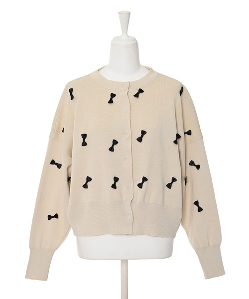 Narcissus（ナルシス）の「【Narcissus】リボンカーディガン（カーディガン/ボレロ・レディース・ベージュ/ブラック・FREE）」の3枚目の写真