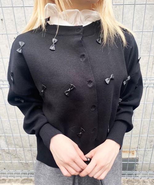 Narcissus（ナルシス）の「【Narcissus】リボンカーディガン（カーディガン/ボレロ・レディース・ベージュ/ブラック・FREE）」の21枚目の写真