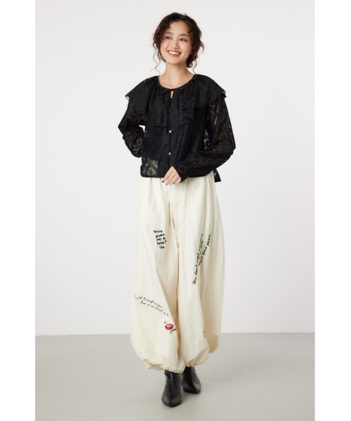 RODEO CROWNS WIDE BOWL(ロデオクラウンズワイドボウル)の「ラッフルレースボレロ(シャツ/ブラウス・レディース・オフホワイト/ブラック・FREE)」の6枚目の写真