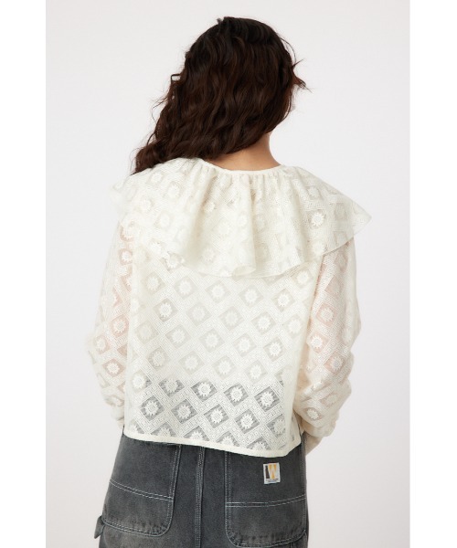 RODEO CROWNS WIDE BOWL(ロデオクラウンズワイドボウル)の「ラッフルレースボレロ(シャツ/ブラウス・レディース・オフホワイト/ブラック・FREE)」の11枚目の写真