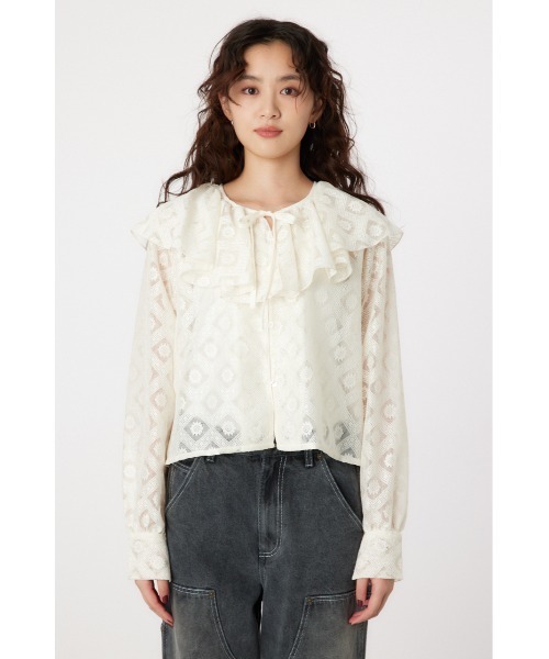 RODEO CROWNS WIDE BOWL(ロデオクラウンズワイドボウル)の「ラッフルレースボレロ(シャツ/ブラウス・レディース・オフホワイト/ブラック・FREE)」の14枚目の写真
