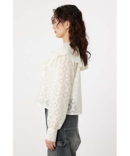 RODEO CROWNS WIDE BOWL(ロデオクラウンズワイドボウル)の「ラッフルレースボレロ(シャツ/ブラウス・レディース・オフホワイト/ブラック・FREE)」の15枚目の写真