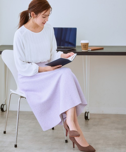 7days Life Styling(セブンデイズライフスタイリング)の「フレアニットスカート(毛玉になりにくい・タンブル乾燥OK)(スカート・レディース・アイボリー/杢グレー/ブラック/ラベンダー・S/M/L/LL/3L)」の5枚目の写真