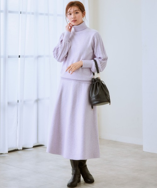 7days Life Styling(セブンデイズライフスタイリング)の「フレアニットスカート(毛玉になりにくい・タンブル乾燥OK)(スカート・レディース・アイボリー/杢グレー/ブラック/ラベンダー・S/M/L/LL/3L)」の19枚目の写真