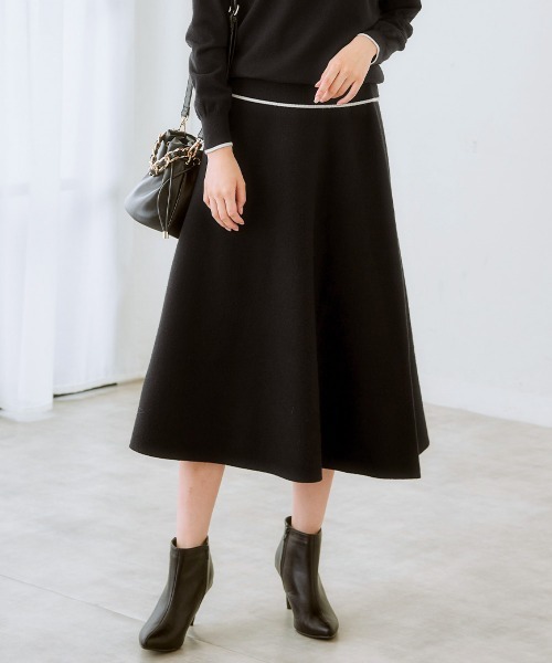 セール】フレアニットスカート（毛玉になりにくい・タンブル乾燥OK