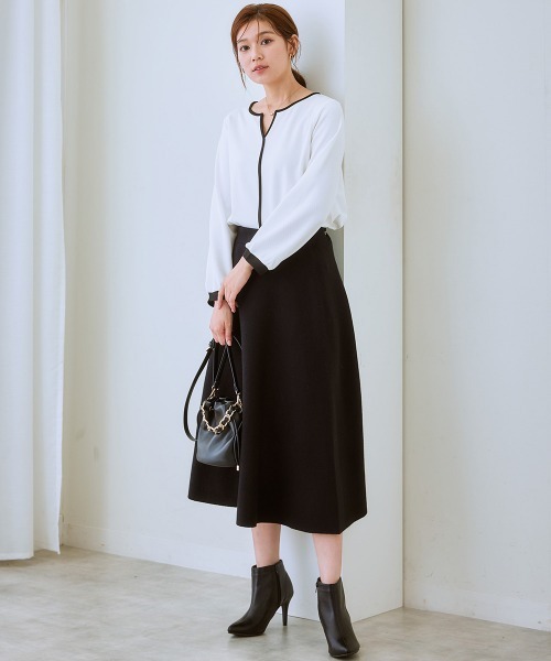 7days Life Styling(セブンデイズライフスタイリング)の「フレアニットスカート(毛玉になりにくい・タンブル乾燥OK)(スカート・レディース・アイボリー/杢グレー/ブラック/ラベンダー・S/M/L/LL/3L)」の11枚目の写真