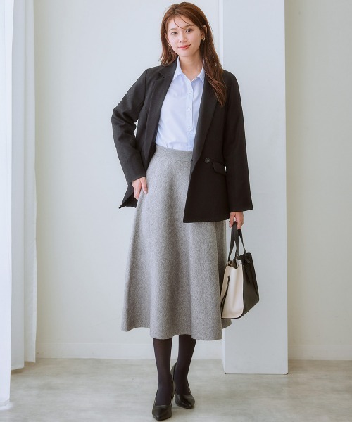 7days Life Styling(セブンデイズライフスタイリング)の「フレアニットスカート(毛玉になりにくい・タンブル乾燥OK)(スカート・レディース・アイボリー/杢グレー/ブラック/ラベンダー・S/M/L/LL/3L)」の14枚目の写真