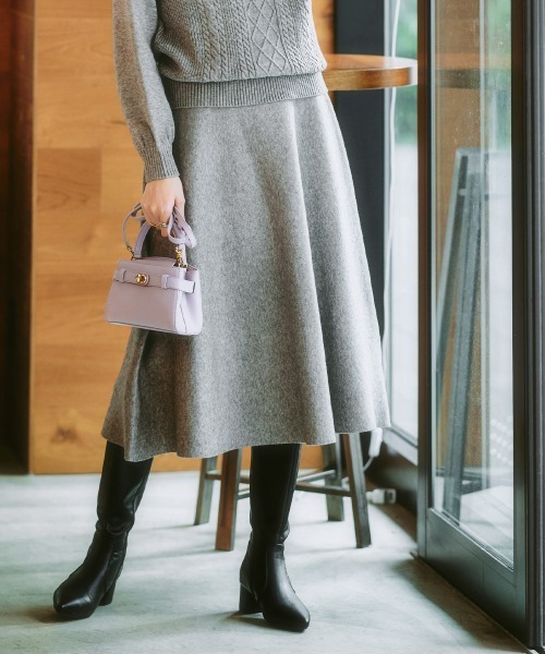 7days Life Styling(セブンデイズライフスタイリング)の「フレアニットスカート(毛玉になりにくい・タンブル乾燥OK)(スカート・レディース・アイボリー/杢グレー/ブラック/ラベンダー・S/M/L/LL/3L)」の12枚目の写真