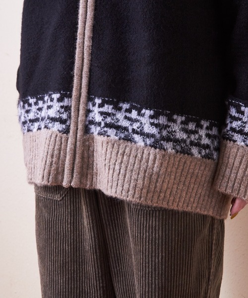 CUBE SUGAR（キューブシュガー）の「求心柄ジャガードフリンジ付ジップカーディガン（カーディガン/ボレロ・レディース・ナチュラル/グリーン/ブラック・M）」の22枚目の写真