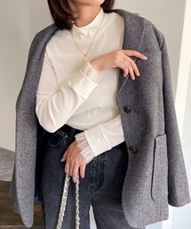 フロッキー袖チュールタートルネック