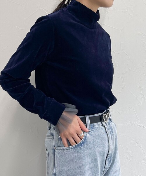 fredy emue(フレディエミュ)の「フロッキー袖チュールタートルネック(その他トップス・レディース・チャコールグレー/ブラック/ネイビー/オフホワイト・38)」の16枚目の写真
