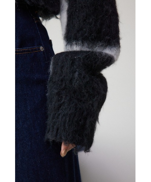 AZUL by moussy(アズールバイマウジー)の「チェックパターンクロップドシャギーニット(ニット/セーター・レディース・ブラック/ブルー・FREE)」の11枚目の写真