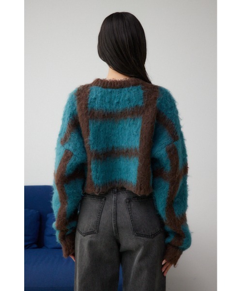 AZUL by moussy(アズールバイマウジー)の「チェックパターンクロップドシャギーニット(ニット/セーター・レディース・ブラック/ブルー・FREE)」の19枚目の写真