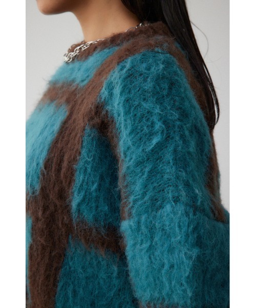AZUL by moussy(アズールバイマウジー)の「チェックパターンクロップドシャギーニット(ニット/セーター・レディース・ブラック/ブルー・FREE)」の21枚目の写真