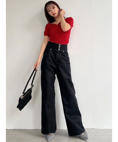 RESEXXY（リゼクシー）の「3連ボタンハイウエストデニムパンツ（デニムパンツ・レディース・インディゴブルー/ブラック・MEDIUM/SMALL）」の8枚目の写真