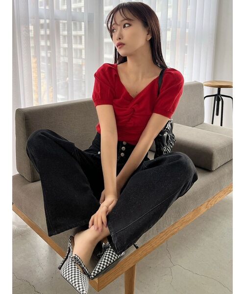 RESEXXY（リゼクシー）の「3連ボタンハイウエストデニムパンツ（デニムパンツ・レディース・インディゴブルー/ブラック・MEDIUM/SMALL）」の9枚目の写真