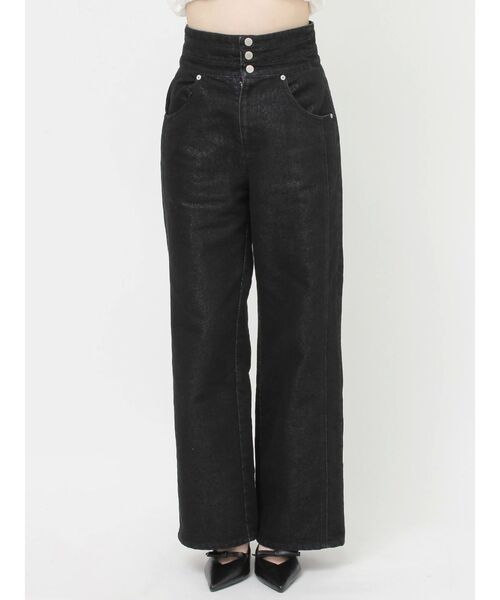 RESEXXY（リゼクシー）の「3連ボタンハイウエストデニムパンツ（デニムパンツ・レディース・インディゴブルー/ブラック・MEDIUM/SMALL）」の10枚目の写真
