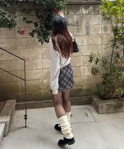 stretch check wrap skirt / ストレッチチェック巻きスカート
