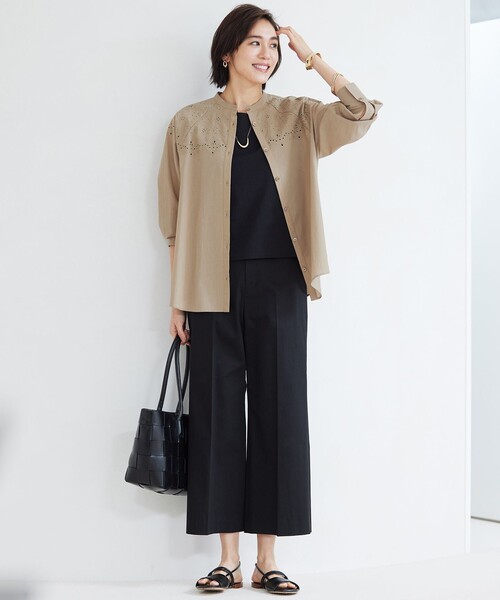 自由区(ジユウク)の「コットンサテンクロップド丈ワイドストレート パンツ(その他パンツ・レディース・ベージュ系/パイングリーン系/ブラック系/ネイビー系/ブラウン/ターコイズブルー・38/40/36/42)」の10枚目の写真