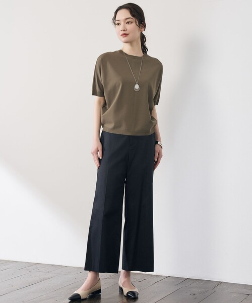 自由区(ジユウク)の「コットンサテンクロップド丈ワイドストレート パンツ(その他パンツ・レディース・ベージュ系/パイングリーン系/ブラック系/ネイビー系/ブラウン/ターコイズブルー・38/40/36/42)」の19枚目の写真