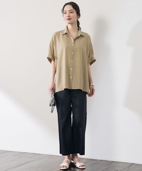 自由区(ジユウク)の「コットンサテンクロップド丈ワイドストレート パンツ(その他パンツ・レディース・ベージュ系/パイングリーン系/ブラック系/ネイビー系/ブラウン/ターコイズブルー・38/40/36/42)」の20枚目の写真