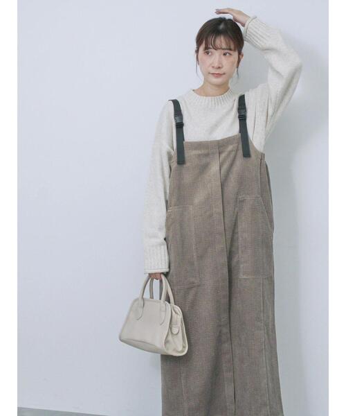 Samansa Mos2 blue（サマンサモスモスブルー）の「バブルコールジャンスカ（ワンピース・レディース・モカ/チャコールグレー/ブラック・F）」の3枚目の写真