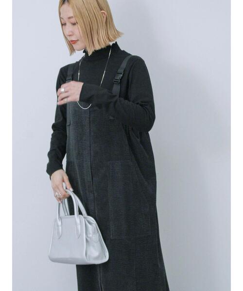 Samansa Mos2 blue（サマンサモスモスブルー）の「バブルコールジャンスカ（ワンピース・レディース・モカ/チャコールグレー/ブラック・F）」の8枚目の写真