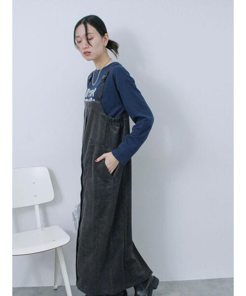 Samansa Mos2 blue（サマンサモスモスブルー）の「バブルコールジャンスカ（ワンピース・レディース・モカ/チャコールグレー/ブラック・F）」の13枚目の写真