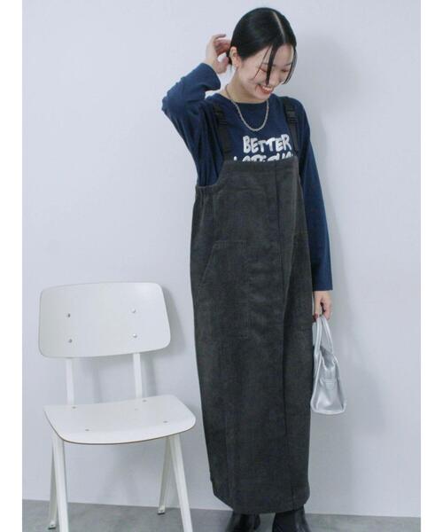Samansa Mos2 blue（サマンサモスモスブルー）の「バブルコールジャンスカ（ワンピース・レディース・モカ/チャコールグレー/ブラック・F）」の16枚目の写真