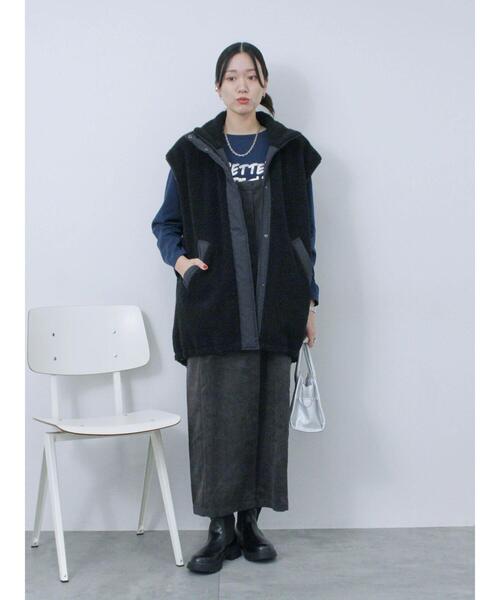 Samansa Mos2 blue（サマンサモスモスブルー）の「バブルコールジャンスカ（ワンピース・レディース・モカ/チャコールグレー/ブラック・F）」の17枚目の写真