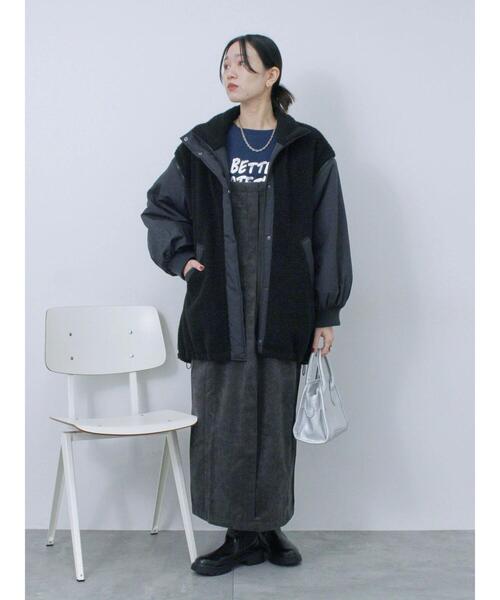 Samansa Mos2 blue（サマンサモスモスブルー）の「バブルコールジャンスカ（ワンピース・レディース・モカ/チャコールグレー/ブラック・F）」の19枚目の写真