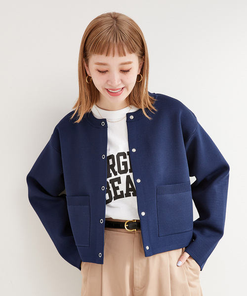 リングドットクロップカーディガン（カーディガン/ボレロ）｜B.C