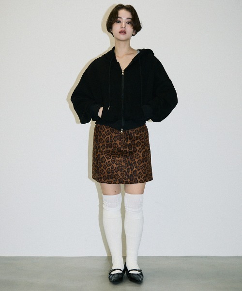 Clum（クルム）の「double zipup short hoodie / ダブルジップアップショート丈パーカー（パーカー・レディース・ブラック/グリーン/ヘザーグレー/ブルー・FREE）」の8枚目の写真