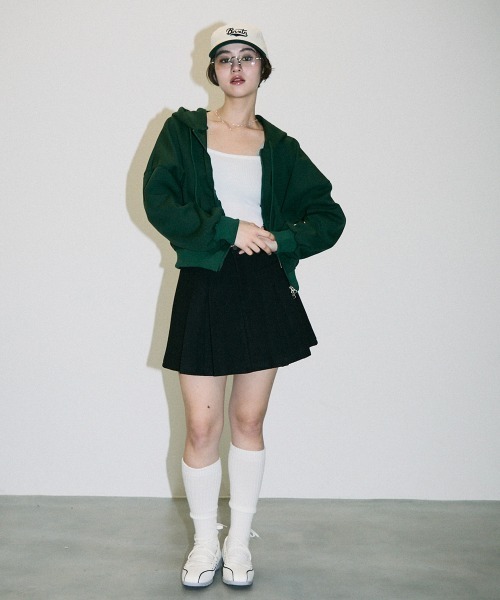 セール】double zipup short hoodie / ダブルジップアップ