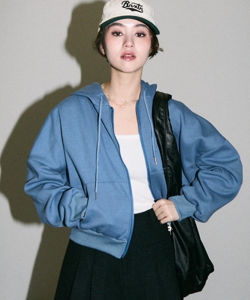 セール】double zipup short hoodie / ダブルジップアップ