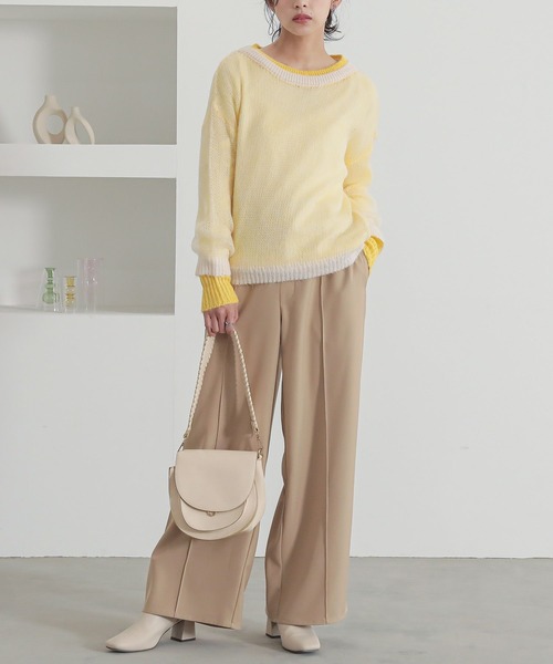 n'OrLABEL（ノアールレーベル）の「『配色レイヤードモヘヤタッチニット』（ニット/セーター・レディース・グリーン/レッド/イエロー/グレー・1/2）」の7枚目の写真