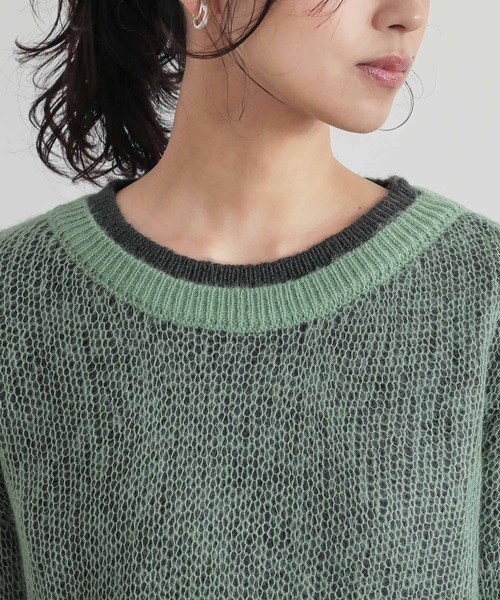 n'OrLABEL（ノアールレーベル）の「『配色レイヤードモヘヤタッチニット』（ニット/セーター・レディース・グリーン/レッド/イエロー/グレー・1/2）」の14枚目の写真