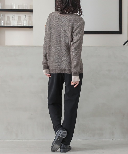 n'OrLABEL（ノアールレーベル）の「『配色レイヤードモヘヤタッチニット』（ニット/セーター・レディース・グリーン/レッド/イエロー/グレー・1/2）」の10枚目の写真