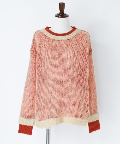 n'OrLABEL（ノアールレーベル）の「『配色レイヤードモヘヤタッチニット』（ニット/セーター・レディース・グリーン/レッド/イエロー/グレー・1/2）」の20枚目の写真