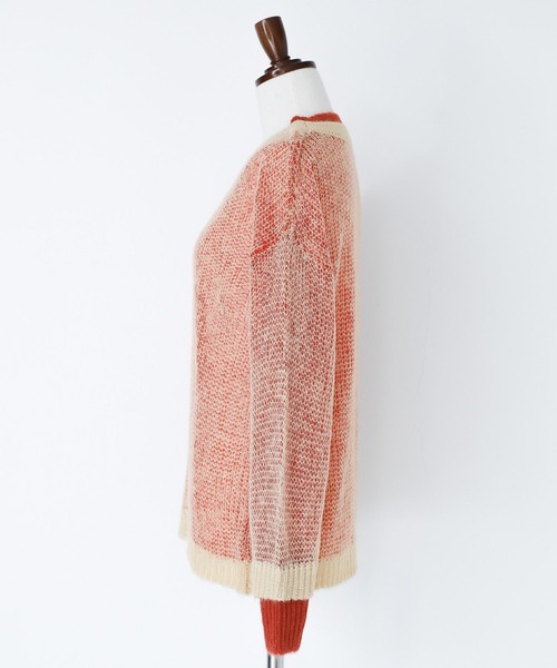 n'OrLABEL（ノアールレーベル）の「『配色レイヤードモヘヤタッチニット』（ニット/セーター・レディース・グリーン/レッド/イエロー/グレー・1/2）」の21枚目の写真