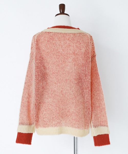 n'OrLABEL（ノアールレーベル）の「『配色レイヤードモヘヤタッチニット』（ニット/セーター・レディース・グリーン/レッド/イエロー/グレー・1/2）」の22枚目の写真