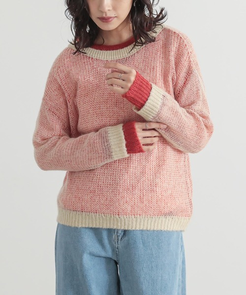 n'OrLABEL（ノアールレーベル）の「『配色レイヤードモヘヤタッチニット』（ニット/セーター・レディース・グリーン/レッド/イエロー/グレー・1/2）」の18枚目の写真