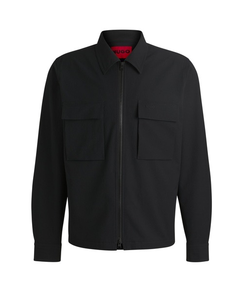 HUGO（ヒューゴ）の「オーバーサイズフィット オーバーシャツ はっ水シアサッカー（シャツ/ブラウス・メンズ・ブラック・XS/S/M/XL/L）」の6枚目の写真