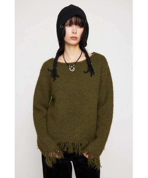 LAGUA GEM(ラグアジェム)の「FRINGE LOOSE ニット(ニット/セーター・レディース・イエロー/グレー/カーキ・FREE)」の14枚目の写真