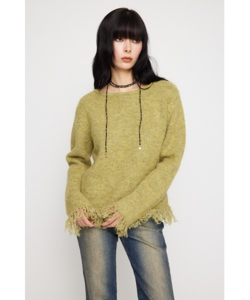 LAGUA GEM(ラグアジェム)の「FRINGE LOOSE ニット(ニット/セーター・レディース・イエロー/グレー/カーキ・FREE)」の19枚目の写真
