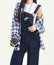 スースース　サロペット ネイビー N.s（エヌドットエス）の「デニムワイドサロペット（サロペット